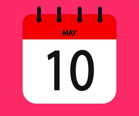 May 10th red calendar icon for days of the month