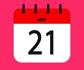 May 21th red calendar icon for days of the month