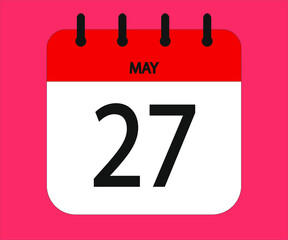 May 27th red calendar icon for days of the month