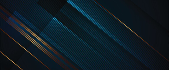 Vector graphic design, abstract modern technology, futuristic concept. Illustration art, geometric shape, light gold color, line pattern with blue and black colours background for banner, template