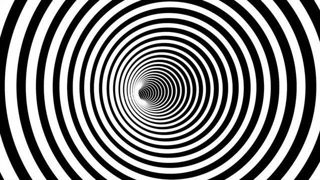 Hypnotic black and white Optical Illusion Circle Ring Psychedelic Tunnel Background Time warp tunnel