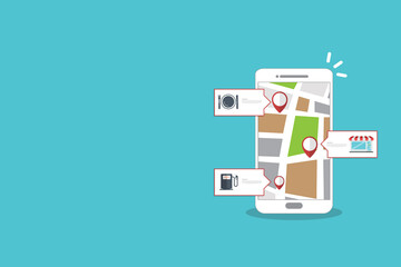 Store locator tracker app. Mobile gps navigation.	