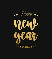 2030 Happy New Year in golden design, Holiday greeting card design.