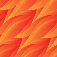 Fototapeta na wymiar Seamless pattern with decorative flames resembling autumn leaves. Abstract background with gradient shapes in red-orange color. Vector illustration.