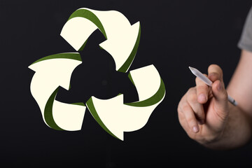3d rendering of green recycle icon