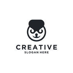 Fototapeta premium Lines cute head panda logo