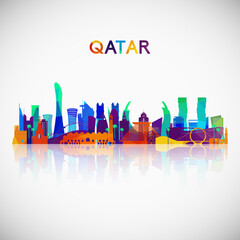 Qatar skyline silhouette in colorful geometric style. Symbol for your design. Vector illustration.