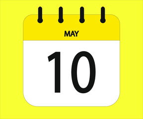 May 10th yellow calendar icon for days of the month
