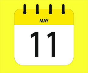 May 11th yellow calendar icon for days of the month