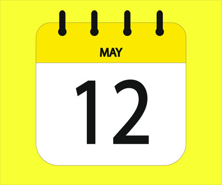 May 12th yellow calendar icon for days of the month