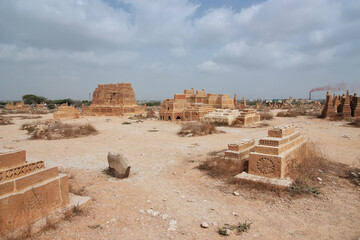 Chaukhandi vintage tombs close Karachi in Pakistan