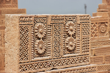 Chaukhandi vintage tombs close Karachi in Pakistan