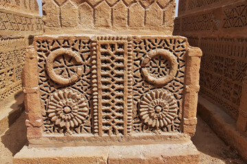 Chaukhandi vintage tombs close Karachi in Pakistan