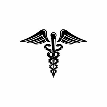Caduceus logo design vector illustration. Health logo