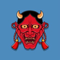 Oni japanese devil mask, Vector illustration eps.10