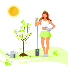 Planting a tree. Spring.