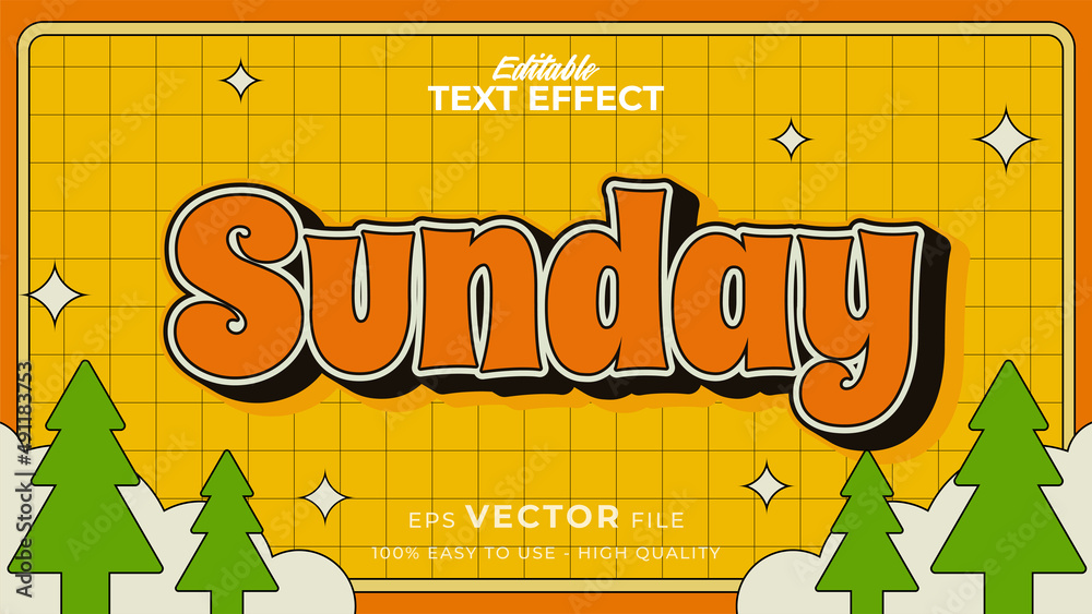 Fototapete editable text style effect - summer retro old school cartoon text in groovy style theme