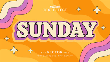 Editable text style effect - summer retro old school cartoon text in groovy style theme - obrazy, fototapety, plakaty