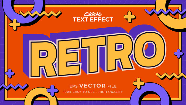 Editable text style effect - summer retro old school cartoon text in groovy style theme