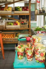 Fruit Salad Being Prepared at the Market