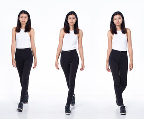 Obraz premium Collage group pack of Full Length body Snap Figure Indian Arab casual Woman Stand in black short