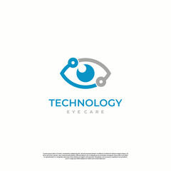 eye tech logo design modern concept. eye with technology element logo 