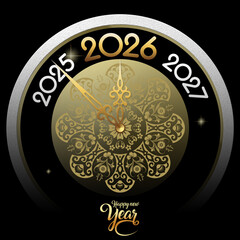 2026 Happy New Year in golden design, Holiday greeting card design.
