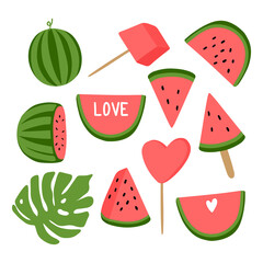Watermelon clipart set, summer ripe fruit, Watermelon party.