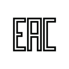 EAC sign vector illustration symbol. Eurasian conformity mark symbol, in black and white color. Simple and isolated style on a blank background.