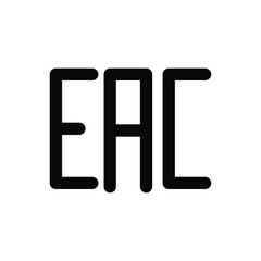EAC sign vector illustration symbol. Eurasian conformity mark symbol, in black and white color. Simple and isolated style on a blank background.