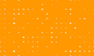 Seamless background pattern of evenly spaced white lungs symbols of different sizes and opacity. Vector illustration on orange background with stars