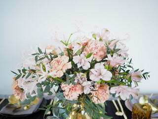 Flower bouquet of pastel color flowers