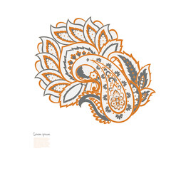 Paisley Vector Pattern. Floral Isolated Asian Illustration