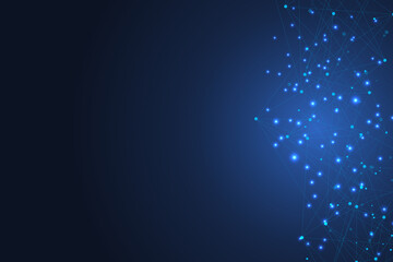 Geometric connected background lines and dots. Simple technology abstract graphic background design, illustration.