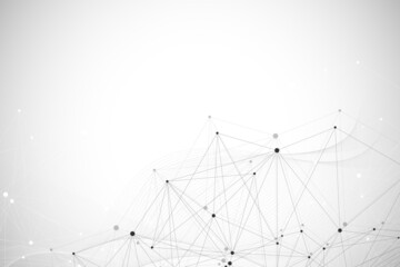 Abstract plexus background with connected lines and dots. Wave flow. Plexus geometric effect Big data with compounds. Lines plexus, minimal array. Digital data visualization, illustration