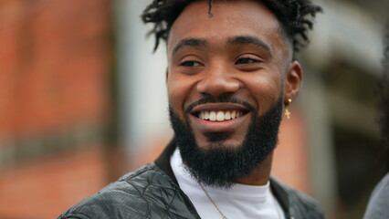 Portrait of a happy black Brazilian man face smiling and laughing