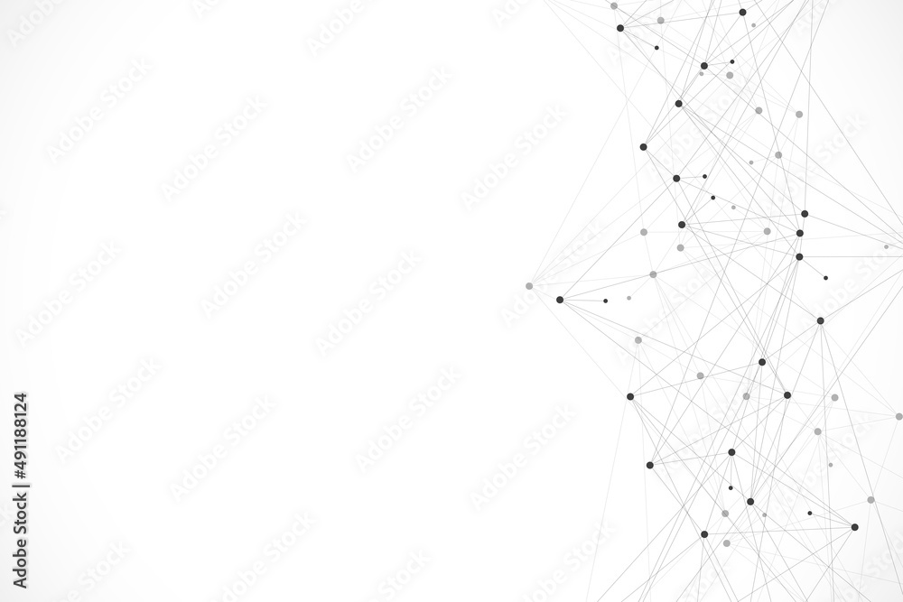 Aufkleber abstract plexus background with connected lines and dots. wave flow. plexus geometric effect big dat