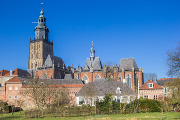 Historic Walburgis church and old houses in Zutphen, Netherlands