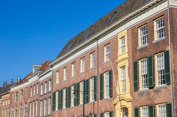 Fototapeta premium Shutters on the facade of a historic building on the Zaadmarkt square in Zutphen, Netherlands