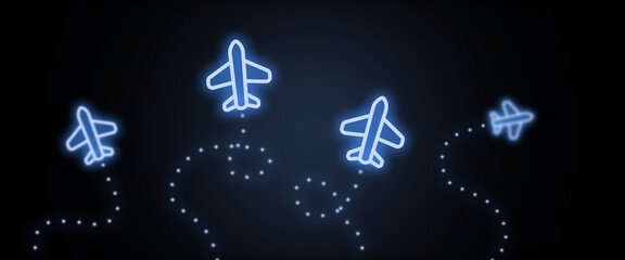 Aircraft icons as a symbol of different choices and decision making.