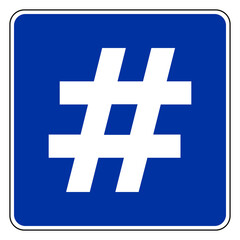 Hashtag und Schild