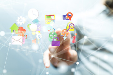 Futuristic in Industry 4.0 and business virtual diagram