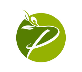 A vector illustration of Grape Vine Monogram Initial Logo Letter P