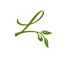 A vector illustration of Grape Vine Monogram Initial Logo Letter L