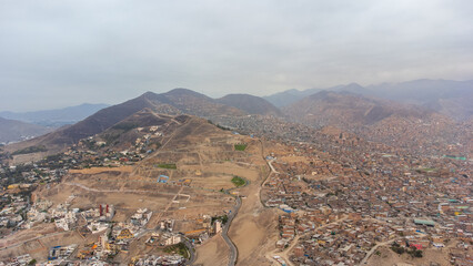 Aerial view of the municipalities of Santiago de Surco and San Juan de Miraflores in Lima