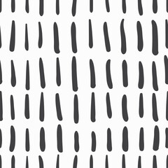 Abstract hand drawn ink seamless pattern texture background trendy monochrome short vertical brush stroke in black and white colors. EPS10 illustration vector.
