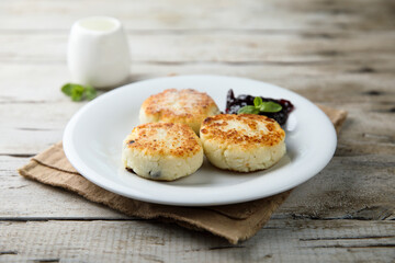 Traditional homemade cottage cheese cakes