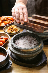 Korean style stone pot rice