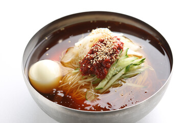 This is a traditional Korean dish, cold noodles.