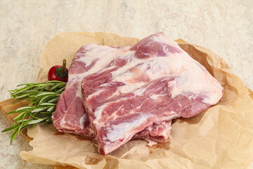 Raw pork ribs for cooking
